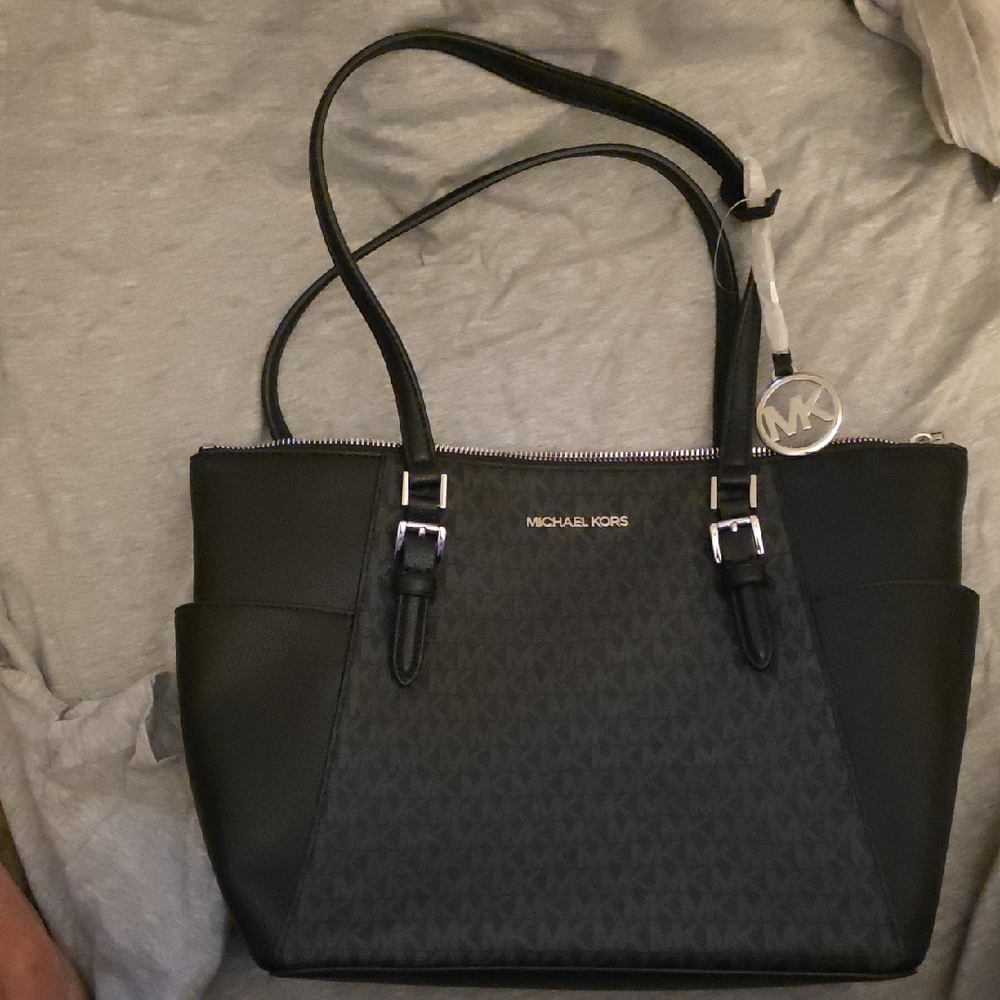 Michael Kors Black and Gray Signature Tote